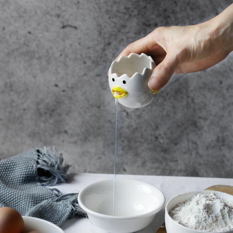 Ceramic Egg White Separator Kitchen Accessory - Cute Chicken Design