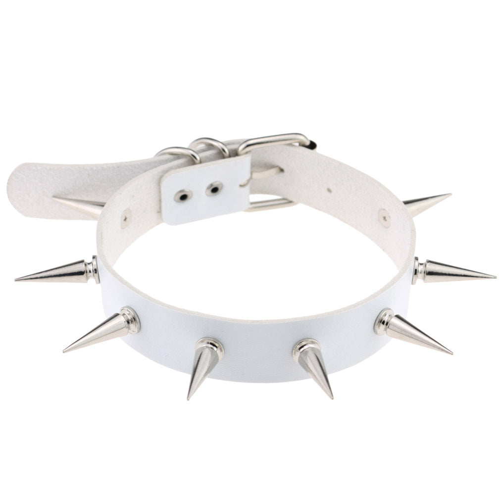 Punk Leather Choker Collar with Spike Studs | 15 Colour Choices