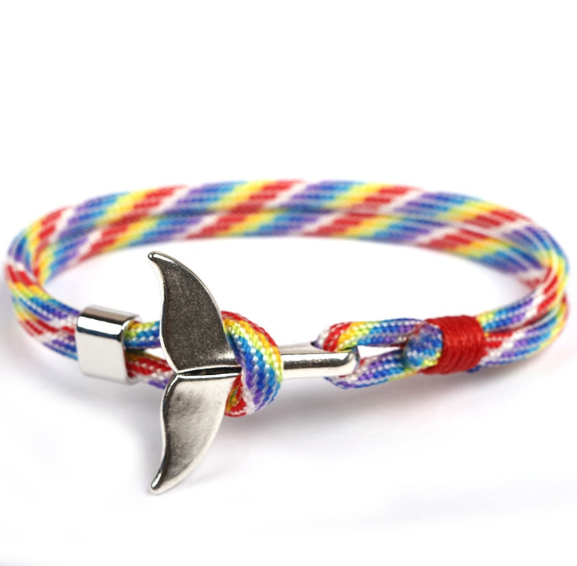 Whale Tail Rope Bracelet Available in Various Tropical Colours