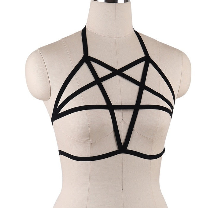 Stretch Nylon Strappy Bondage Harness Criss Cross Top