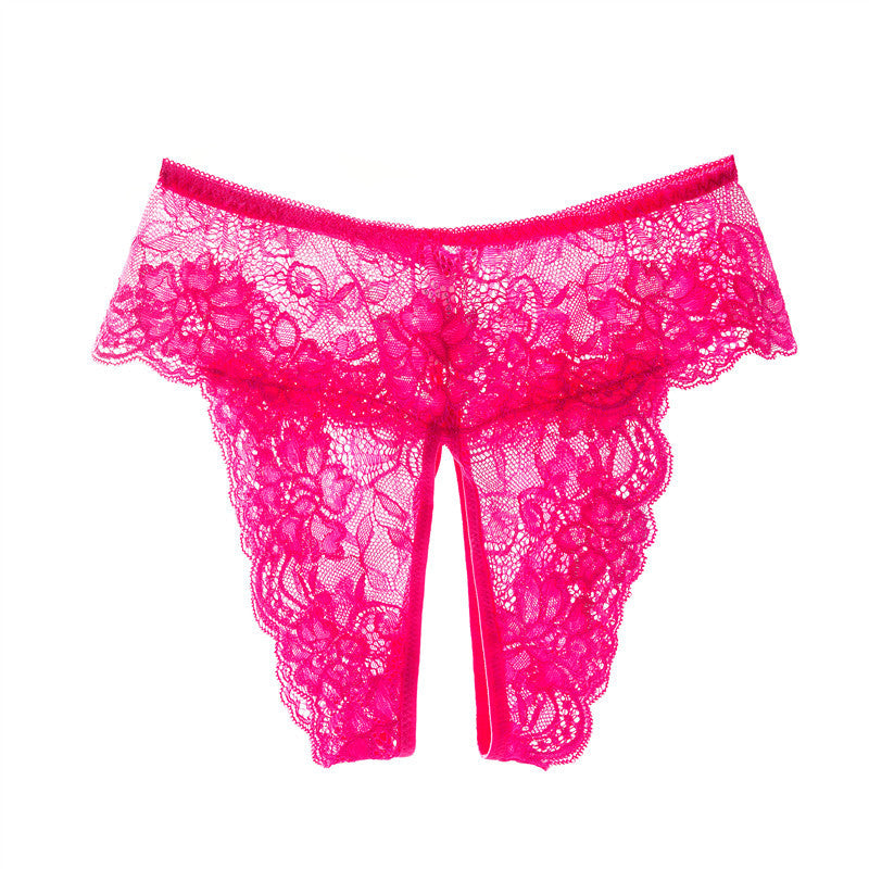 Sexy  Lace Open-Crotch French Knickers Thong Underwear - Plus Size