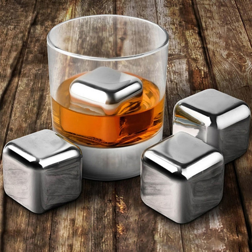 Stainless Steel Whiskey Stones Reusable Ice Cubes - Ideal Fathers Day Gift