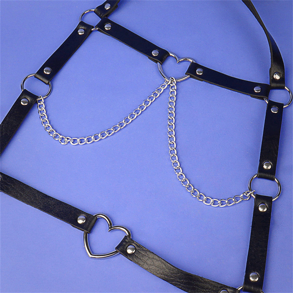 Heart Ring Bondage Harness top with Chains