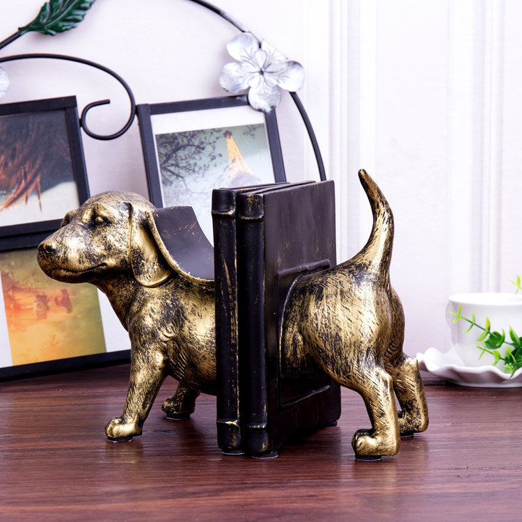 Antique Bronze Effect Dachshund Dog Bookend Pair