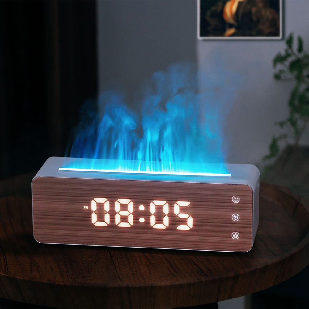 Flame Effect Aromatherapy Humidifier and Bedside Clock