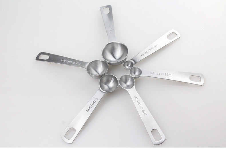 6 Piece Stainless Steel Kitchen Measuring Spoons Set