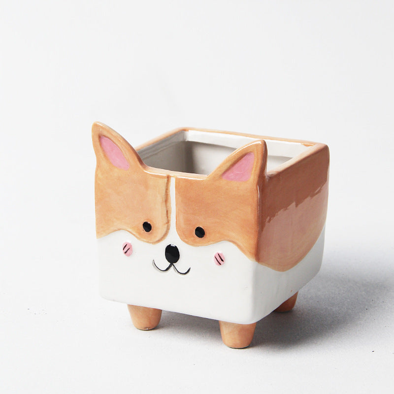 Cute Forrest Animal Kawaii Ceramic Succulent Flowerpot