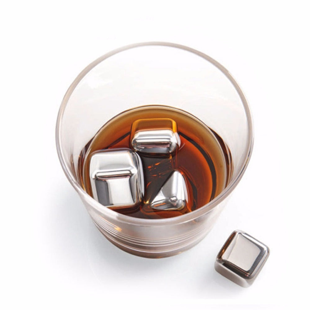 Stainless Steel Whiskey Stones Reusable Ice Cubes - Ideal Fathers Day Gift