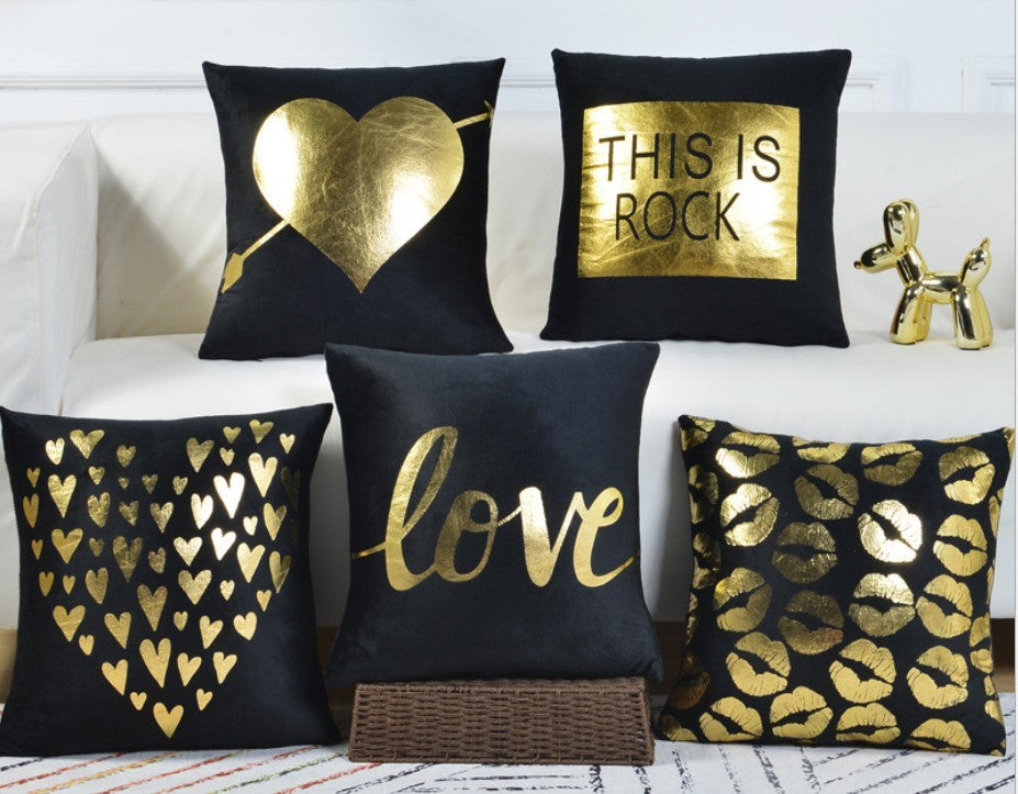 Black and Gold 45cm Sofa Cushion Covers