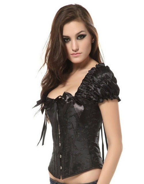 Ruffle Sleeved Boned Corset Outwear Top | White or Black