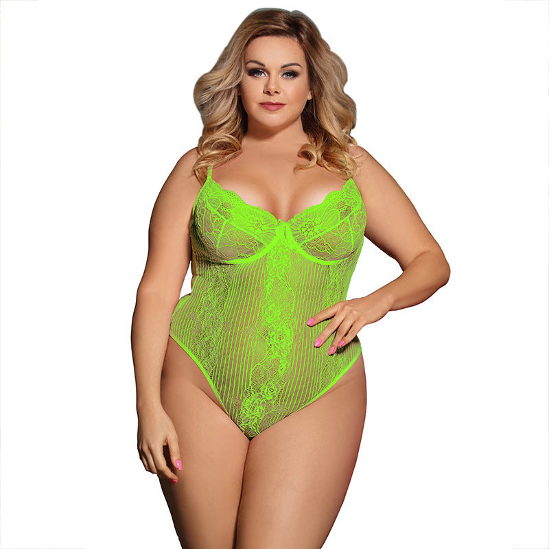 Sexy See-Thru Body Suit Lingerie | Red or Neon Green - Plus Size Avail