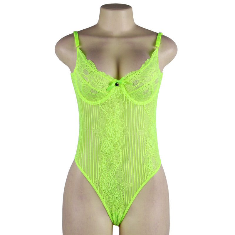 Sexy See-Thru Body Suit Lingerie | Red or Neon Green - Plus Size Avail