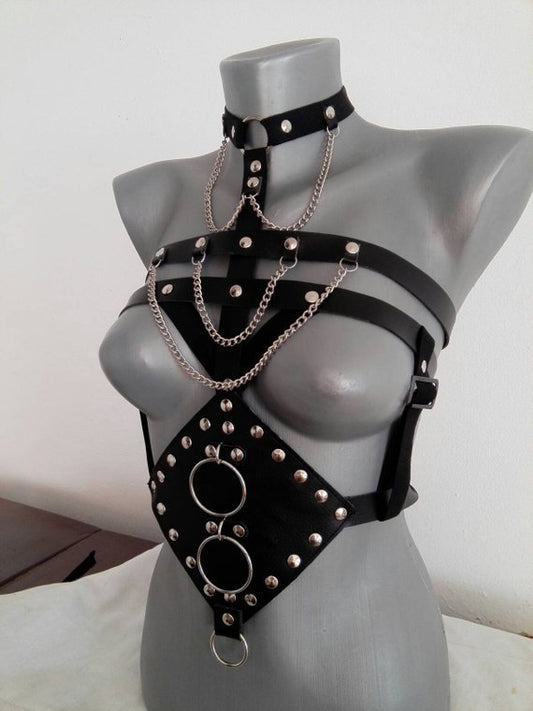 Gothic Punk Corset Bondage Harness Top