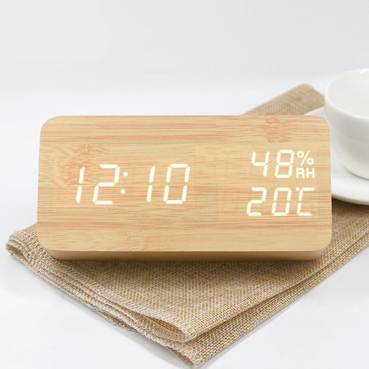 Multi-function Wooden Luminous Led Alarm Clock