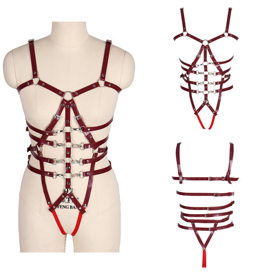 Patent Leather Full Body Bondage Harness Lingerie | 4 Colour Options