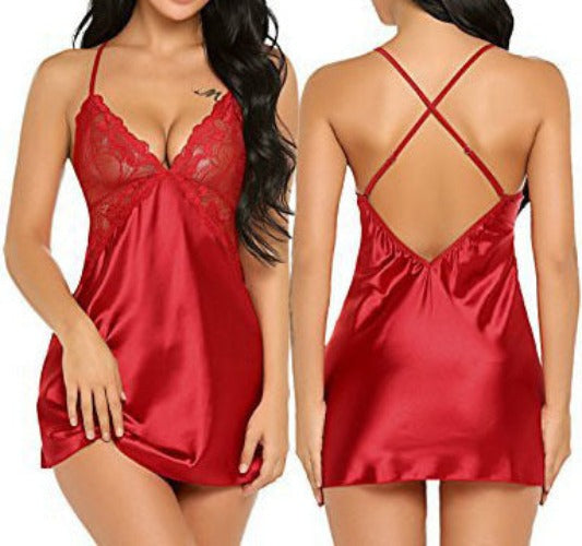 Satin and Lace Babydoll Lingerie Nightwear | 6 Colour Options