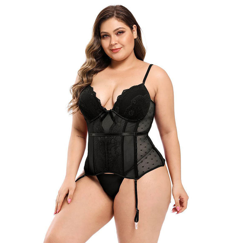 Corset Top Lingerie Set with Matching Thong | SM-6XL