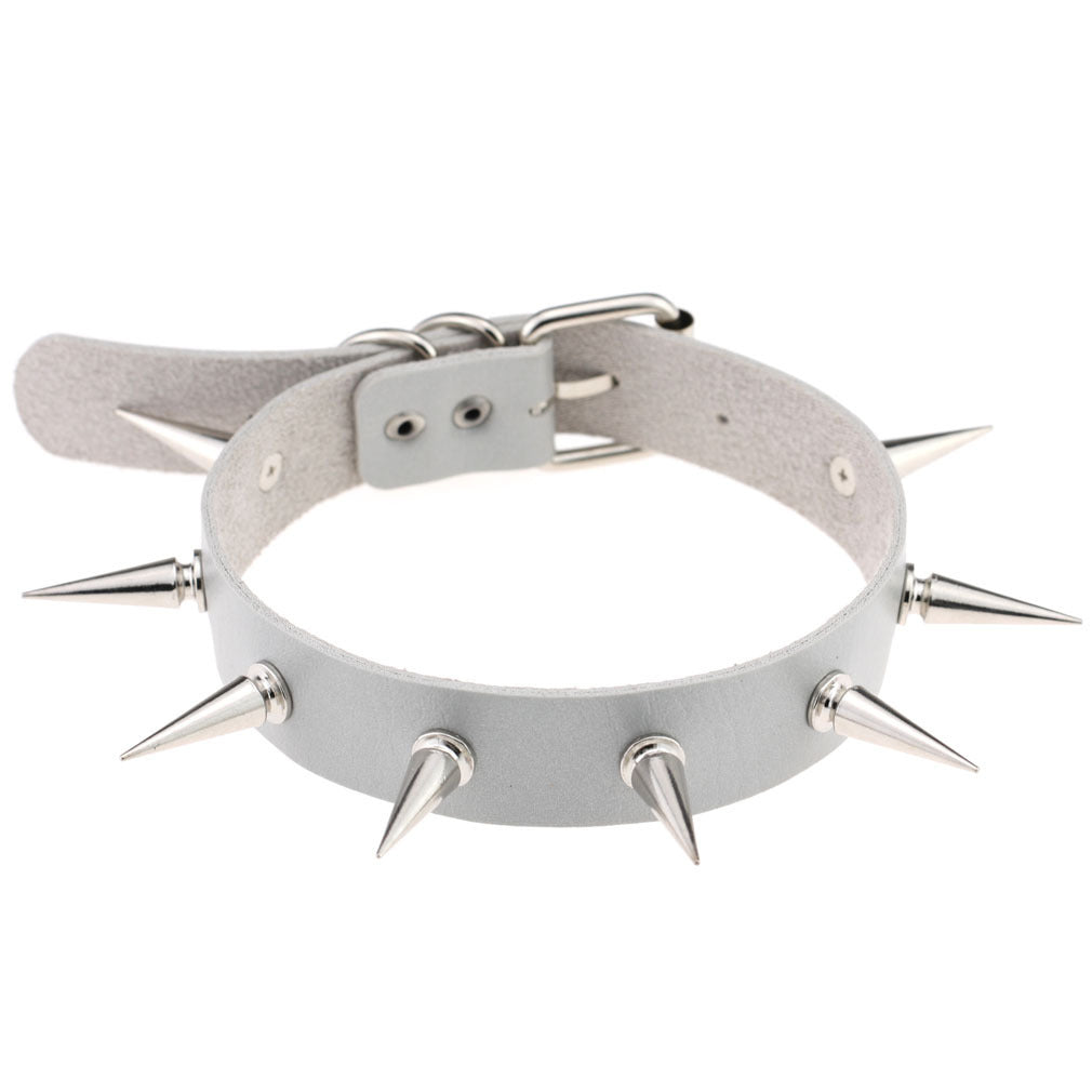 Punk Leather Choker Collar with Spike Studs | 15 Colour Choices