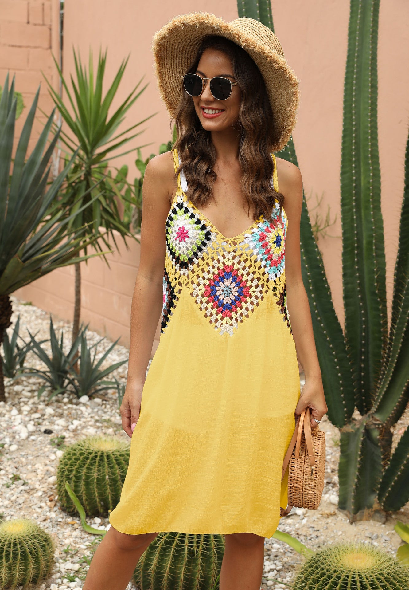 Crocheted Top Boho Summer Dress Beach Cover Up | 5 Colour Options