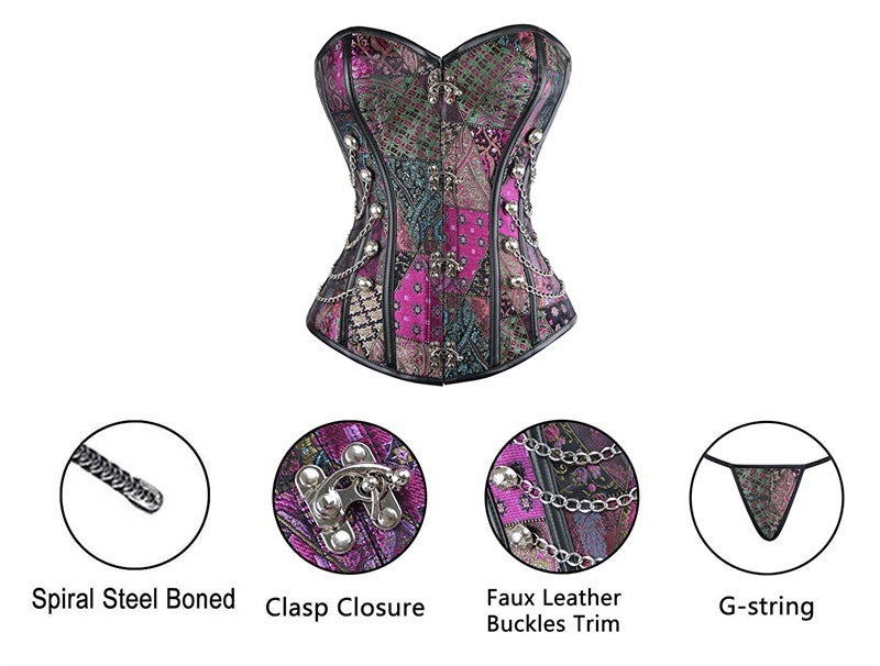 Patchwork Steel Rib Punk Corset