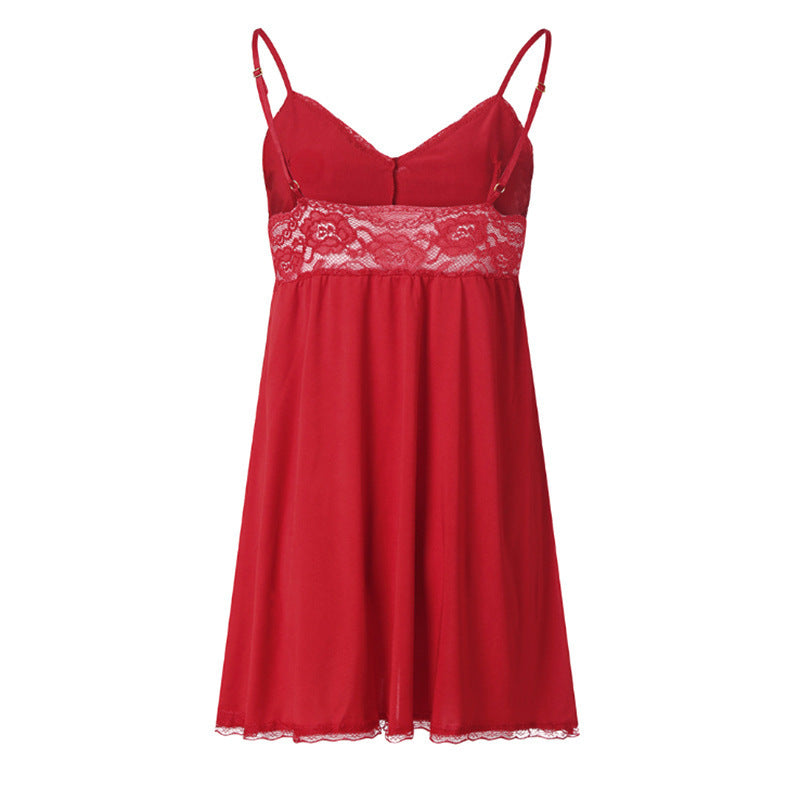 Cute Lined Babydoll Lingerie Dress with Lace Edge