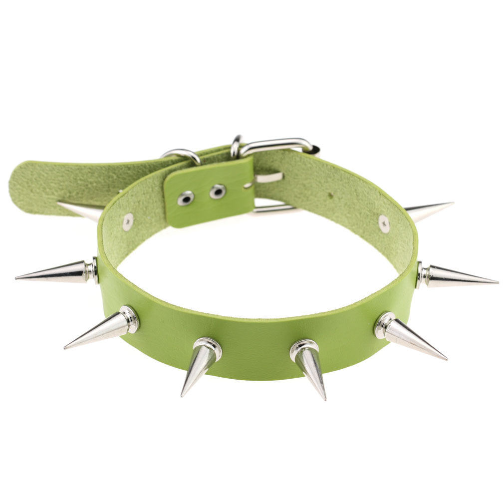 Punk Leather Choker Collar with Spike Studs | 15 Colour Choices