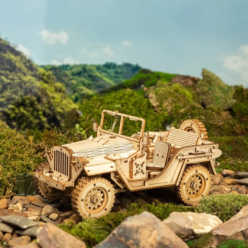 3D Wooden Puzzle Jeep 4x4 Vehicle by ROKR