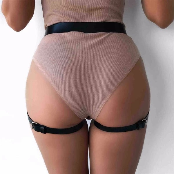 Vegan Leather Garter Belt Waist Ring Harness