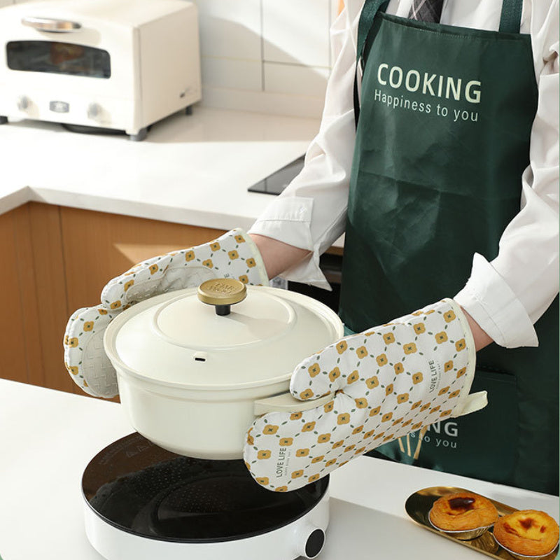 Super Grip Cotton Non-Slip Insulated Oven Mitts | High Heat Resistant Thickened Cotton