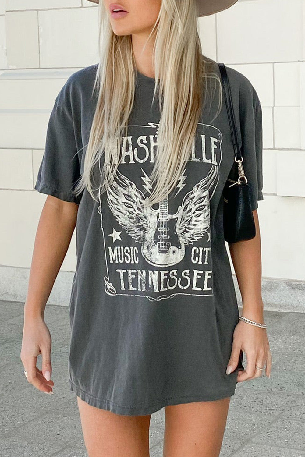 Cotton Nashville Graphic Print Oversized T Shirt