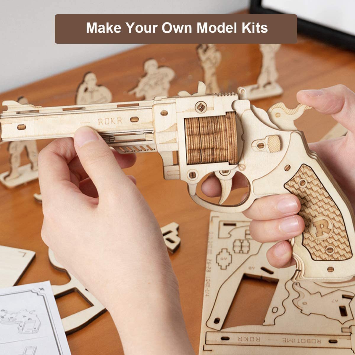 Robotime Revolver or Shotgun Gun 3D Puzzle Model Building Kit