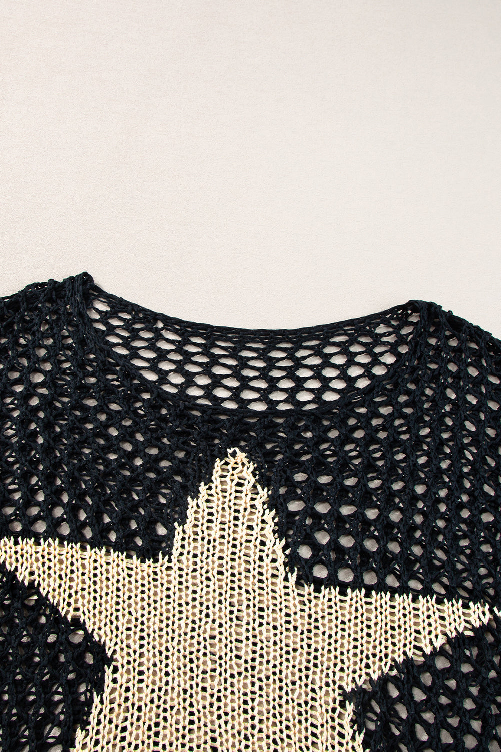 Star Graphic Crochet Knitted Summer Sweater Top | Black or White