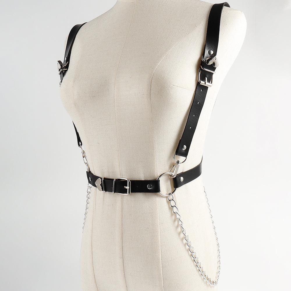 Gothic Punk Leather Dual Purpose Bondage Top or Chain Belt