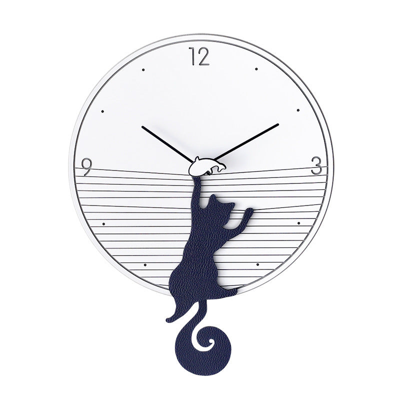 12-inch Swinging Cat Wall Clock | Blue, Yellow or Green