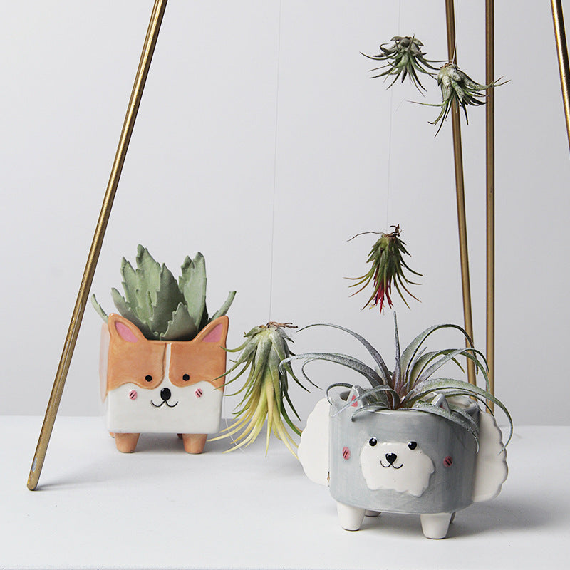 Cute Forrest Animal Kawaii Ceramic Succulent Flowerpot