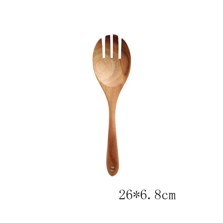 7 Piece Teak Natural Wood Tableware Spoon Ladle and Spatula Utensil Set