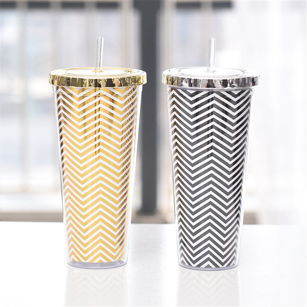 Double Layer Insulated Reusable Straw Cup - 650ml