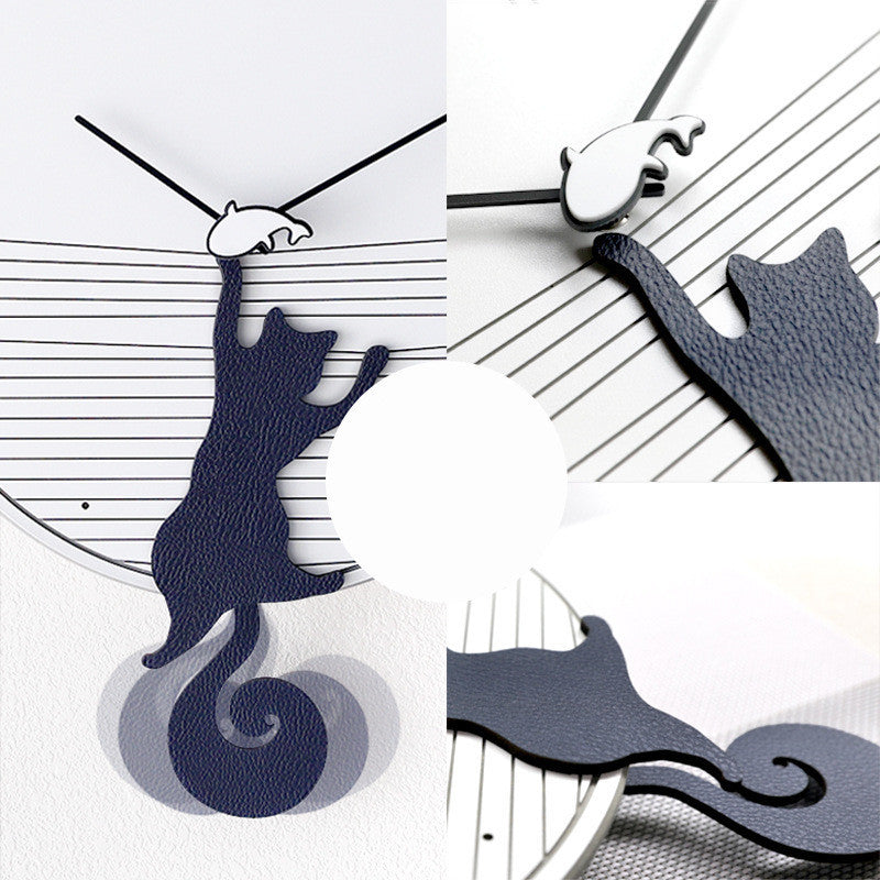 12-inch Swinging Cat Wall Clock | Blue, Yellow or Green