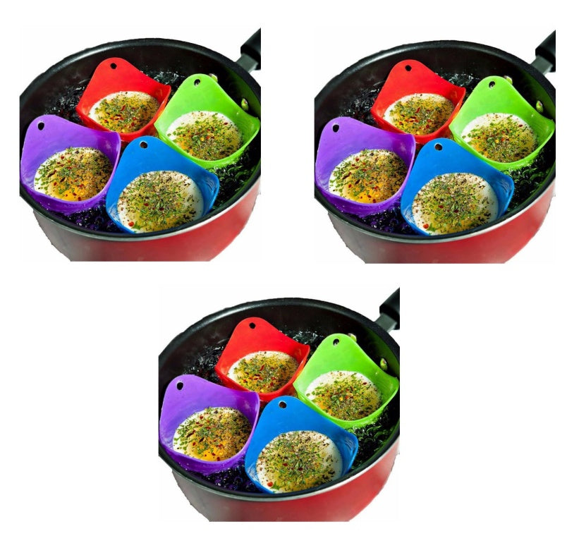 4 Piece Set of Silicone Egg Poaching Cups | 4 Colour Options