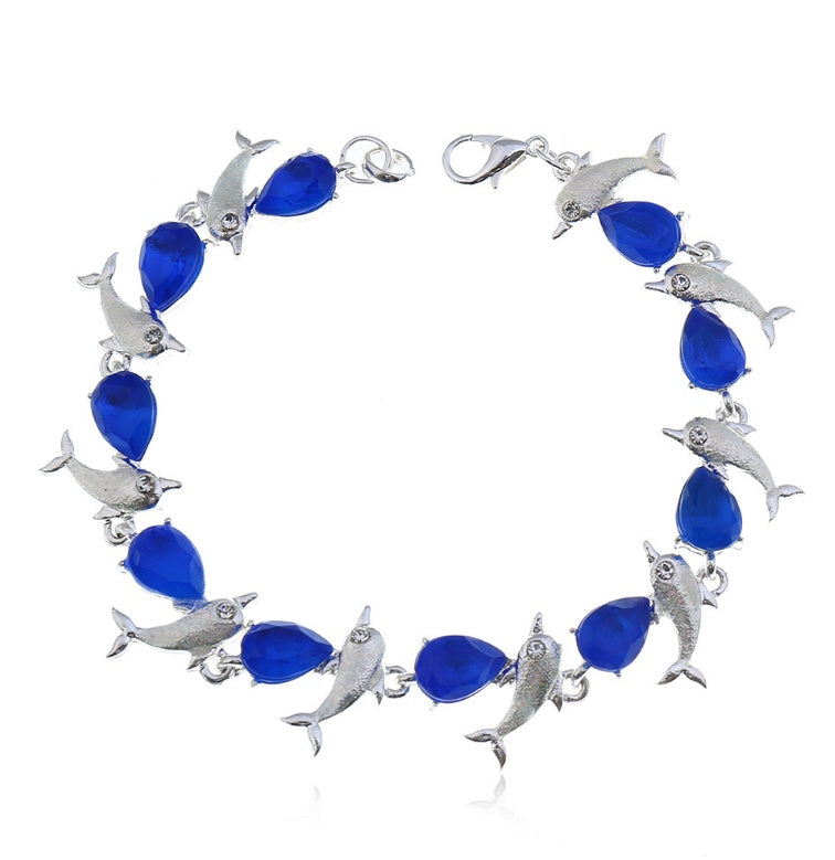 Silver Plated Dolphin Bracelet | 3 Colour Choices