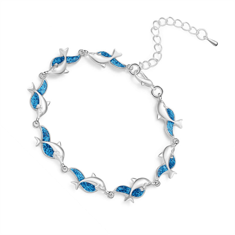 Silver Plated Dolphin Bracelet | 3 Colour Choices