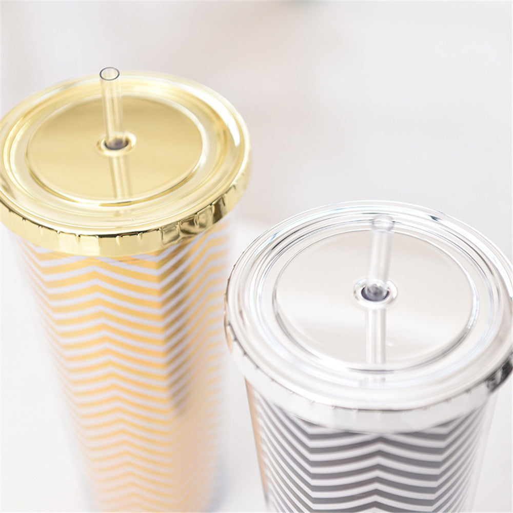 Double Layer Insulated Reusable Straw Cup - 650ml