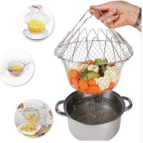 Stainless Steel Multi-function Collapsible Deep Fry Pot Basket