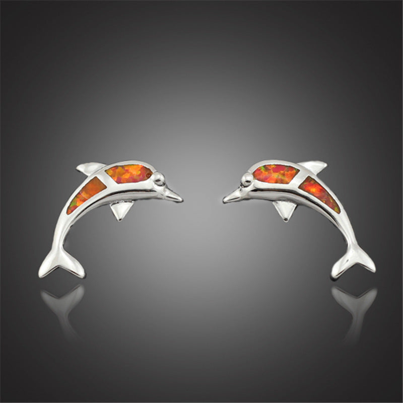 Dolphin Earrings | Blue, Purple or Orange Inlay