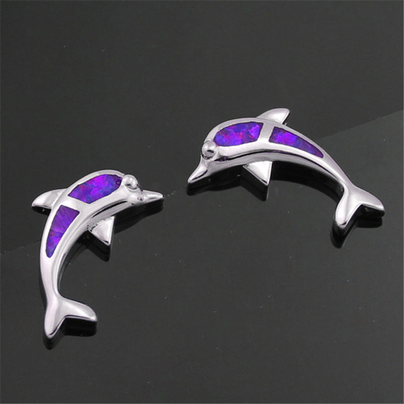 Dolphin Earrings | Blue, Purple or Orange Inlay