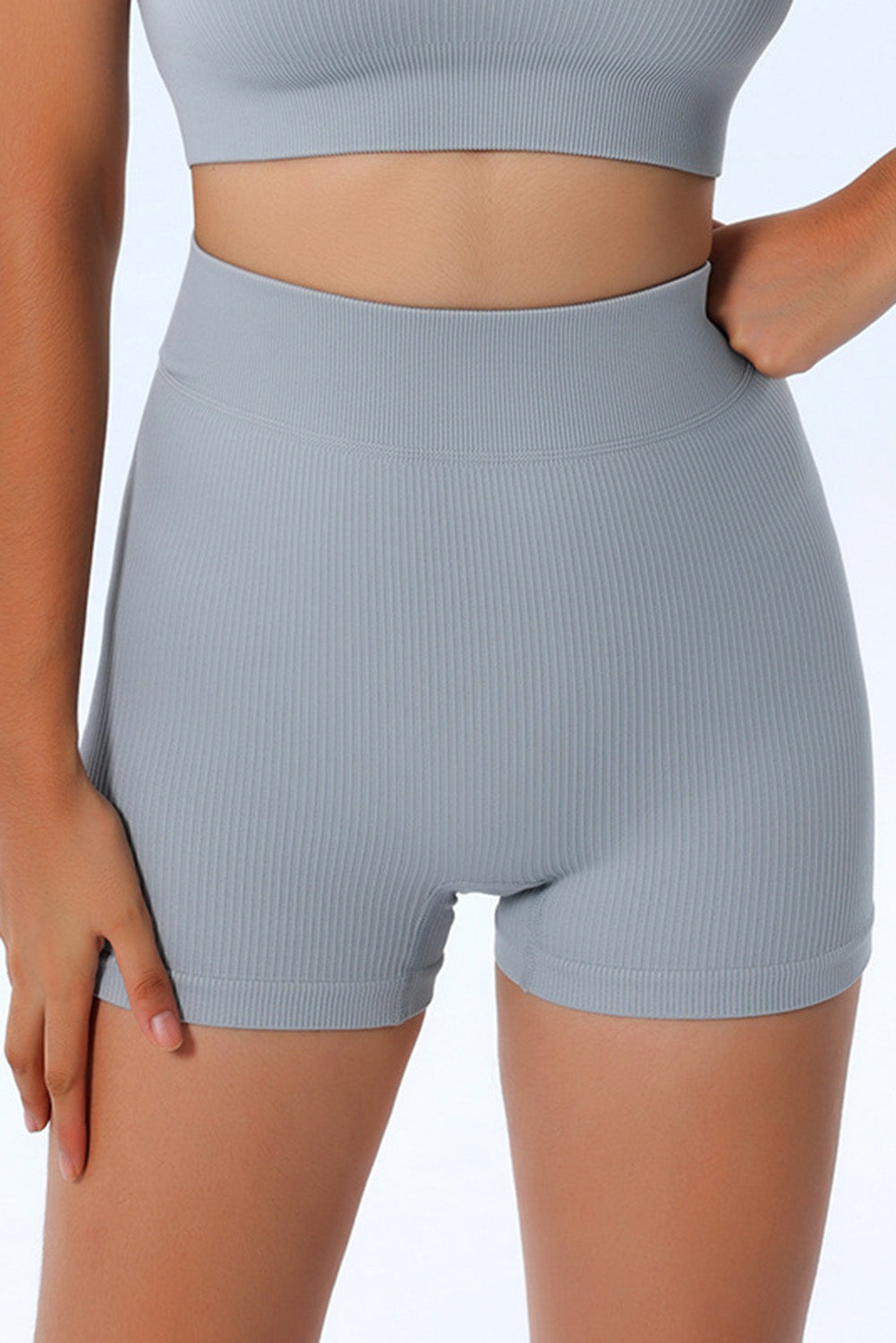 Sky Blue Peach Hip Fitness Yoga Shorts