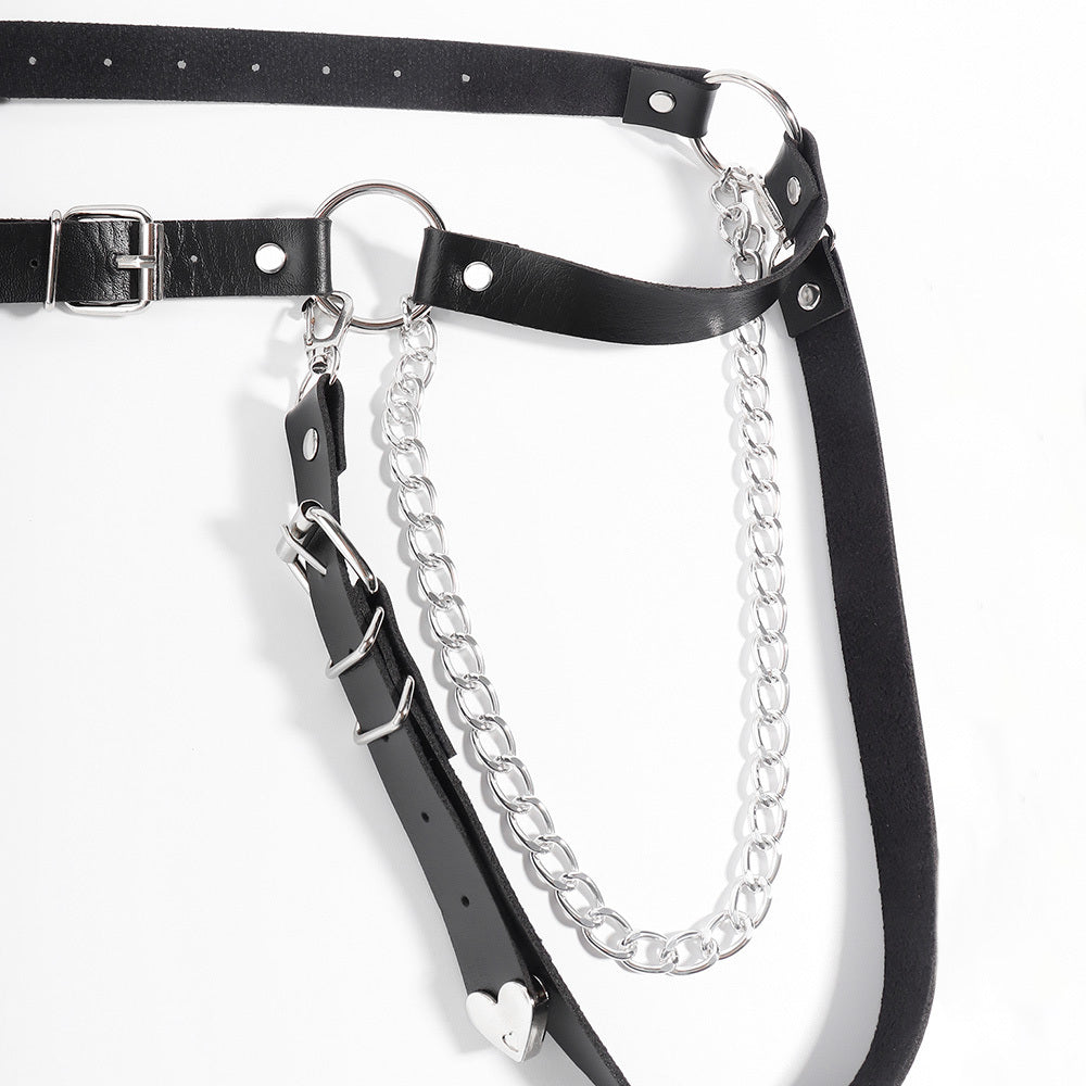 Gothic Punk Leather Dual Purpose Bondage Top or Chain Belt