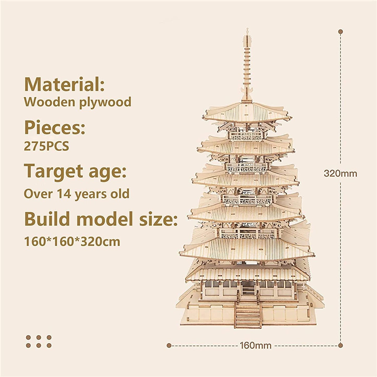 Robotime Five-storied Pagoda 3D Wooden Puzzle Gift