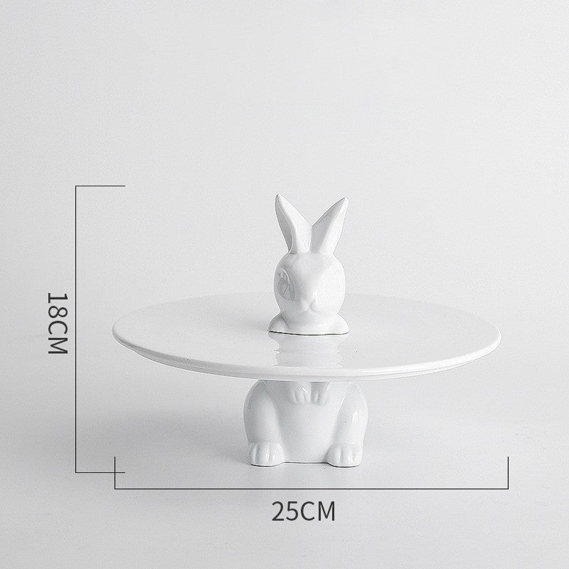 Nordic Ceramic Rabbit Cake or Fruit Platter