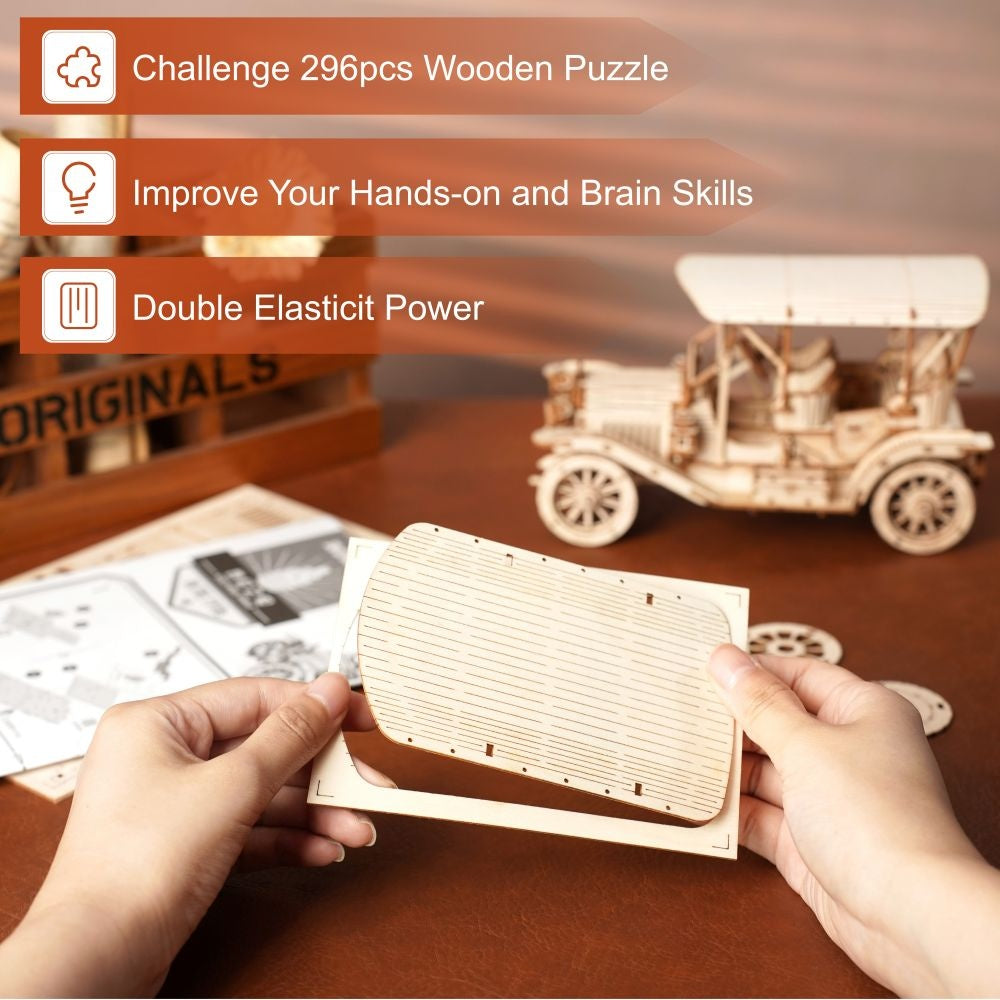 3D Wooden Puzzle 1922 Vintage Car by ROKR